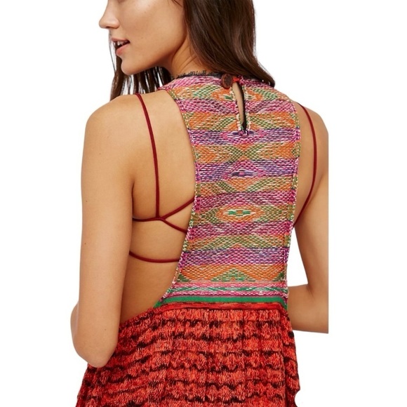 Free People Rare Hearts Tunic Knit Open Sides Multicolor Bohemian Top Womens Med - Picture 6 of 16